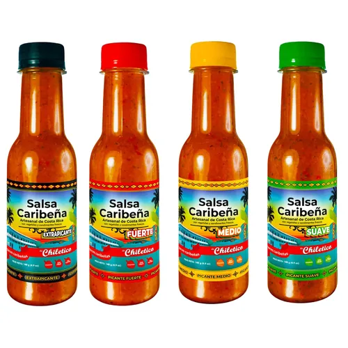 Vista 9 de Chiletico Salsa picante mediana caribeña – Paquete de 3 auténticas salsa picante costarricense – Calor equilibrado con verduras frescas y especias
