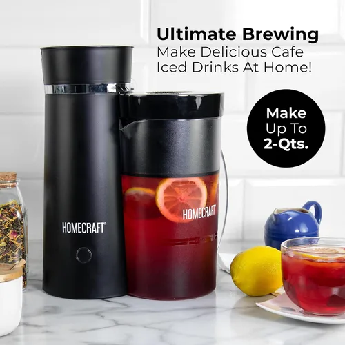 Vista 2 de Homecraft Cafetera Eléctrica para Té Helado y Café de Infusión Fría, Jarra Aislada Doble, Negra, Pequeña