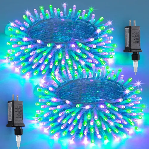 Vista 11 de JMEXSUSS - Tira de 100 luces led para interiores, 8 modos, enchufables, parpadeantes, 33 pies, luces navideñas para exteriores, a prueba de agua
