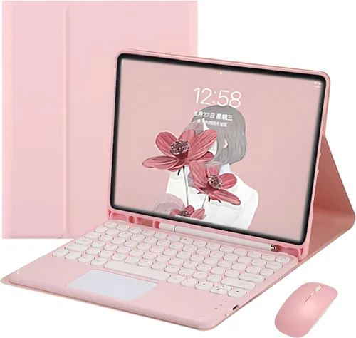 Vista 9 de Funda de teclado para Samsung Galaxy Tab A8 de 10.5 pulgadas, modelo SM-X200 X205 X207, teclado Bluetooth recargable con panel táctil, soporte