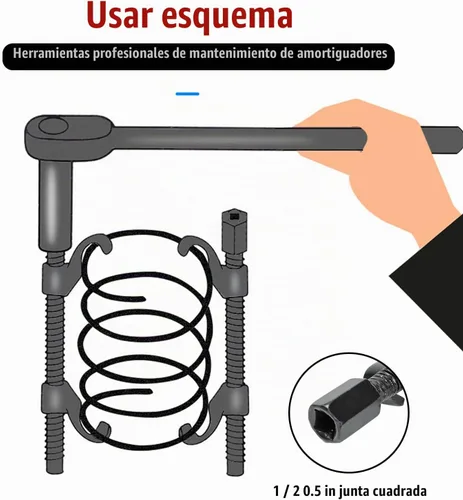 Vista 4 de Fekuar Herramienta de compresor de resorte helicoidal de 15 pulgadas y 14.961 in, herramienta de instalación de removedor de compresión