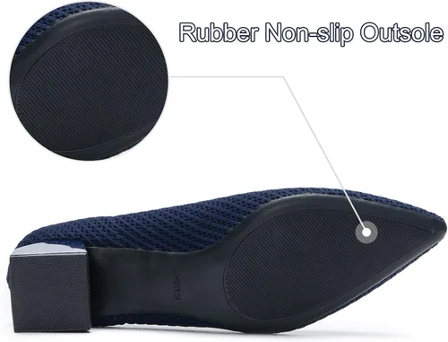 Vista 5 de youngshow Zapatos de tacón para mujer, cómodos tacones de punto para mujer, tacón grueso, puntera cerrada, sin cordones, para fiesta, oficina