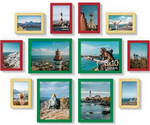 Vista 36 de Vittanly Paquete de 7 Marcos de Fotos, Marcos de Fotos Collage Decoración de Pared para Pared o Mesa, Múltiples Tamaños con 1 Pieza de 11x14