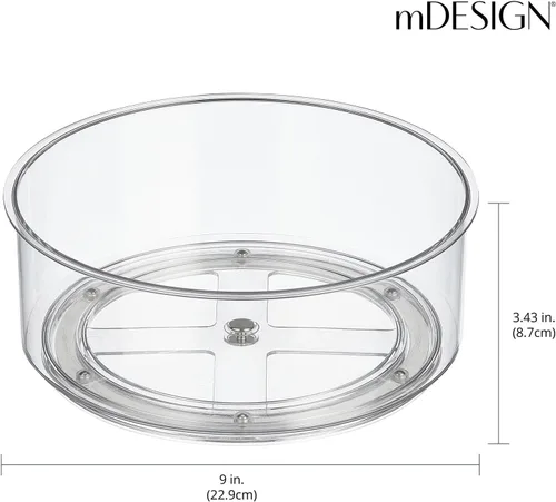 Vista 3 de mDesign Lazy Susan - Plato giratorio de plástico para cocina/baño, despensa, refrigerador, armarios u organización de mostradores, organizador
