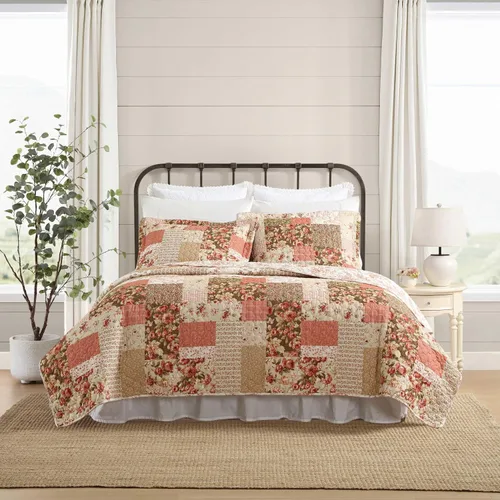 Vista 13 de Laura Ashley - Juego de edredón individual, ropa de cama reversible de algodón con funda a juego, decoración del hogar inspirada en parches