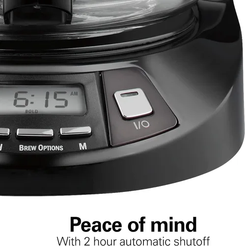 Vista 6 de Hamilton Beach Cafetera de goteo programable de 12 tazas con 3 opciones de preparación, jarra de vidrio, pausa y vierte automáticamente, acero