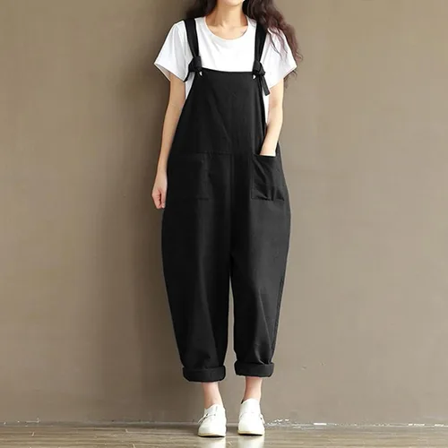 Vista 3 de Enterizo holgado para mujer Talles grandes Enterizo con piernas amplias tipo Baggy
