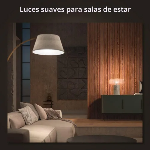 Vista 5 de Philips Hue Bombilla LED inteligente A19 de 75 W, luz blanca cálida suave, 1 paquete, 1100 lúmenes, E26, interior, control con aplicación Hue