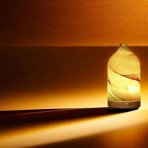Vista 9 de Difusor de aceite esencial soplado a mano de vidrio, difusor de aromaterapia - difusor de aroma ultrasónico de niebla fría, silencioso con apagado