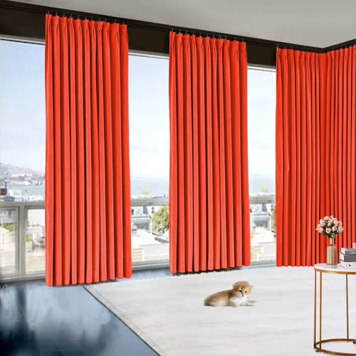 Vista 13 de Cortinas plisadas de doble pellizco extra largas sólidas de 2 pisos para ventana, sala, sala de teatro, oficina, sala, partición, atractivo Azul