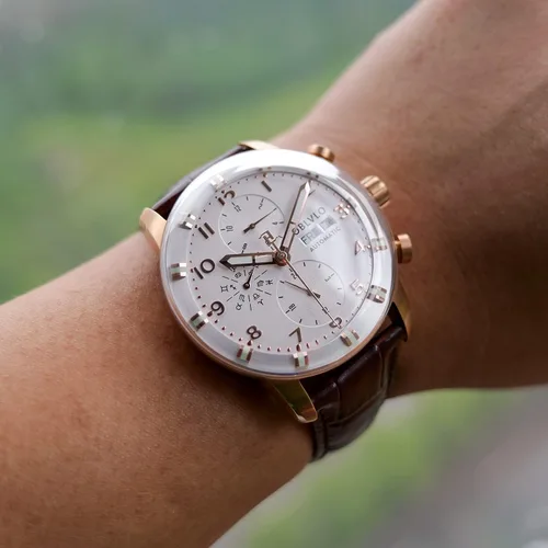 Vista 7 de IM-MUT - Reloj de pulsera para hombre, multifuncional, automático, luminoso, correa de cuero, mecánico, impermeable, reloj de moda para hombres
