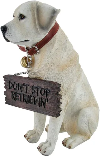 Vista 3 de Labrador Retriever - Estatua de jardín con letrero de bienvenida reversible, figura de perro de resina, decoración de laboratorio pintada a mano