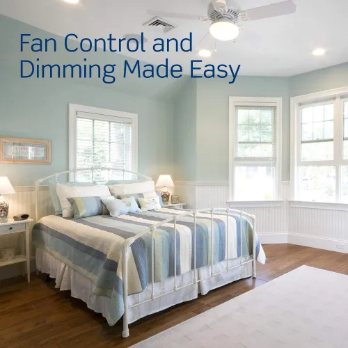 Vista 3 de Leviton SureSlide 66DF-10I - Control de ventilador de techo e interruptor de atenuación para bombillas LED, halógenas e incandescentes, color marfil