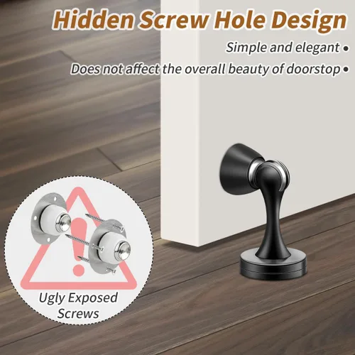 Vista 7 de KOLAKO Topes Magnéticos para Puerta, Tope de Puerta de Acero Inoxidable con Imán, Tope de Puerta Satinado Cepillo de Níquel, Negro, Soporte