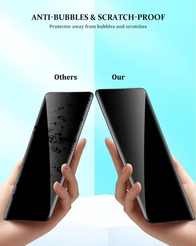Vista 8 de Protector de pantalla de privacidad compatible con Samsung Galaxy S24 Ultra, vidrio templado con protector de lente de cámara, compatible
