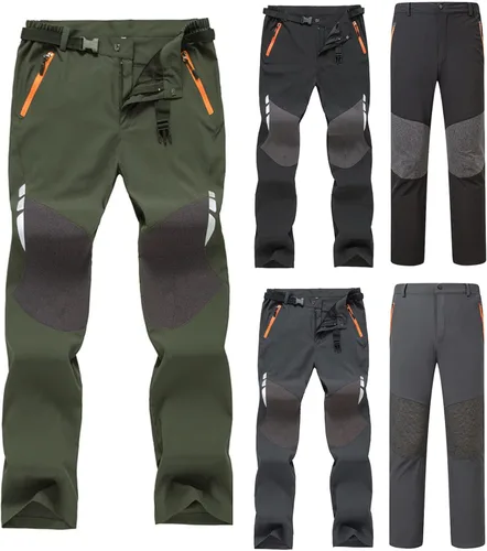 Vista 2 de Pantalones de esquí de nieve para hombre, senderismo, impermeables, softshell y bolsillos con cremallera