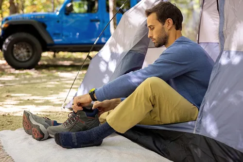 Vista 3 de Jeep Men's Wool Blend Trail Crew Socks-2 Pair Pack-Breathable, Cushioned Comfort