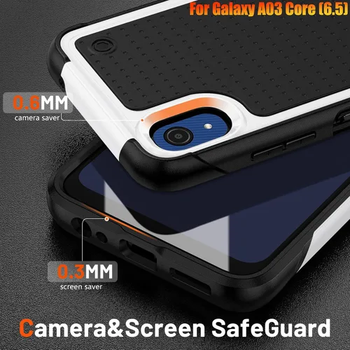Vista 4 de Funda resistente para Samsung Galaxy A03 Core de 6.5 pulgadas, 4 esquinas con bolsas de aire [protección contra caídas de 12 pies], agarre