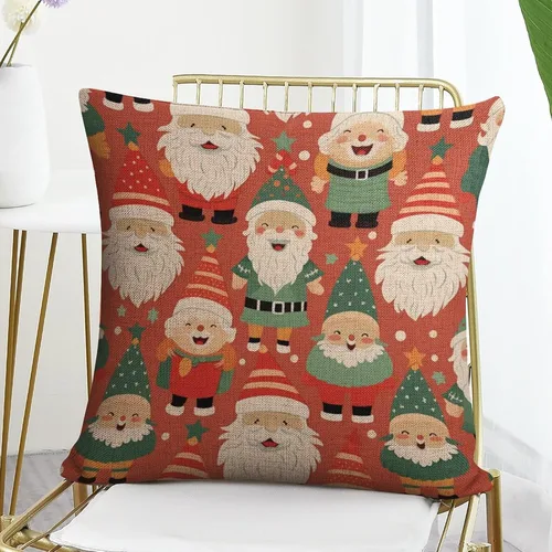 Vista 7 de Funda de almohada moderna para sofá, funda de almohada decorativa de tela de lino para exteriores, fundas de cojín de Navidad de Papá Noel