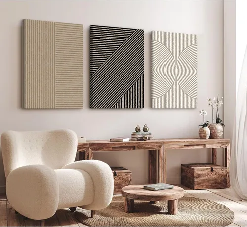 Vista 12 de Imágenes abstractas modernas para pared, arte de pared bohemio y neutro, arte de pared de línea minimalista, arte de pared beige, negro y marrón