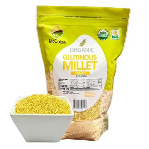 Vista 3 de McCabe Mijo glutinoso orgánico – Mijo glutinoso orgánico para moler harina de mijo entero en casa Rico en fibra y minerales Certificado USDA