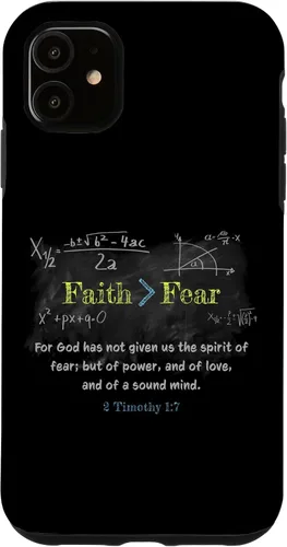 Vista 8 de Faith > Fear 2 Timothy 1:7 Christian Verse Math Equation Case for iPhone 17
