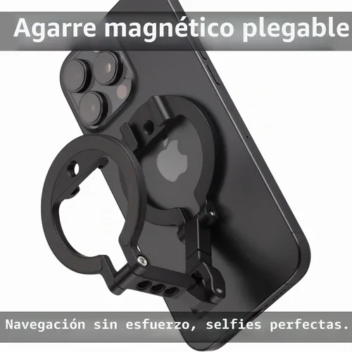 Vista 7 de Soporte de teléfono de doble anillo magnético – Soporte plegable de aluminio CNC de rotación de 360°, tornillo de 1/4 pulgadas, interfaz de zapata
