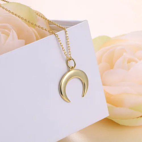 Vista 3 de Collar colgante de plata de ley S925 con diseño de media luna para mujer