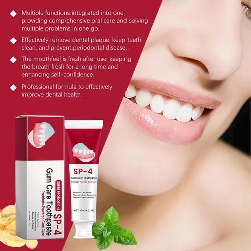 Vista 2 de SP-4 Pasta dental probiótica para el cuidado de las encías, 4.23 onzas, alivia la recesión de las encías