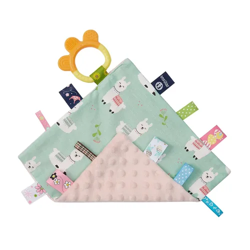 Vista 9 de Loveys Minky Dot - Manta de seguridad con características sensoriales Taggy, manta de felpa suave y relajante para bebés de 3 a 12 meses, 10 x 10