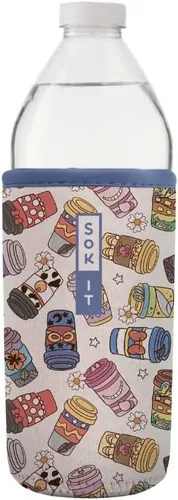Vista 80 de Sok It BotlSok Funda para botella de agua con cubierta de neopreno aislante (Floral abstracto, se ajusta a CamelBak o Nalgene de 12 onzas)