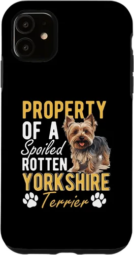 Vista 8 de iPhone 16 Dog Yorkie - Property of a spoiled rotten Yorkshire Terrier Case