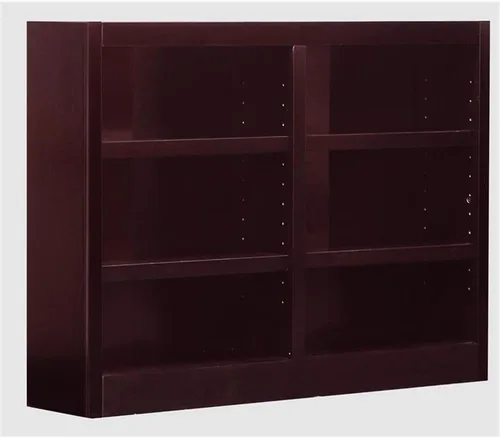 Vista 3 de Home Square Estantería de madera doble ancha de 36 pulgadas de alto con estantes ajustables, juego de 2, color cereza