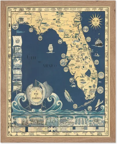 Vista 45 de Poster Master Póster retro de viaje con mapa monumental vintage de Florencia, arte italiano, gran regalo para hombres, mujeres, amantes