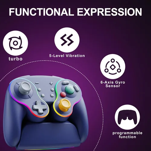 Vista 6 de Wireless Pro Controller for Switch 2SwitchPhoneTabletPC - Programmable Back Buttons, Hall Effect Sticks, Mechanical Keys, 1000mAh, Turbo, Gyro