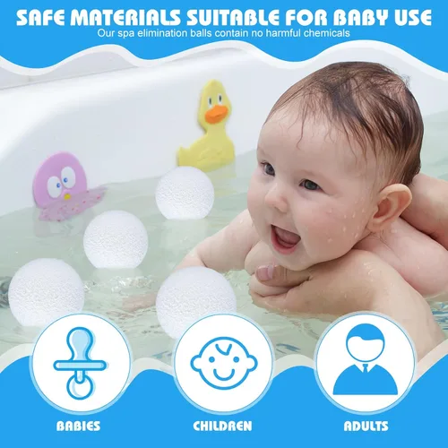 Vista 6 de Gerrii Paquete de 2 Bolas Absorbentes de Suciedad para Bañera de Hidromasaje de 3 Pulgadas Esponja Reutilizable para Piscina Absorbente de Aceite