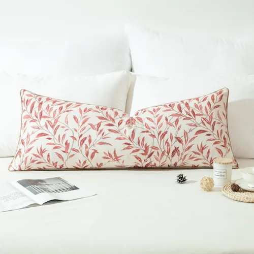 Vista 17 de VOGOL - Funda de almohada texturizada de lino, 18 x 18 pulgadas, estilo granja, para sofá, cama y habitación, con diseño de pájaros y hojas beige