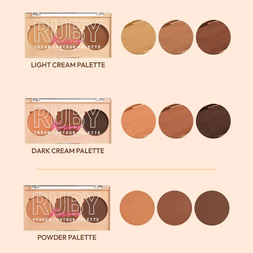 Vista 6 de Ruby Kisses Paleta de contornos 3 en 1 para contornos 3 en 1, ocultar, resaltar todo en uno, paleta de contorno de crema de larga duración, fácil