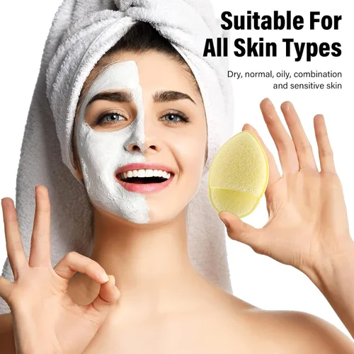 Vista 5 de 10 esponjas faciales para la limpieza diaria exfoliante, esponjas faciales para lavar la cara, esponjas exfoliantes, almohadillas faciales