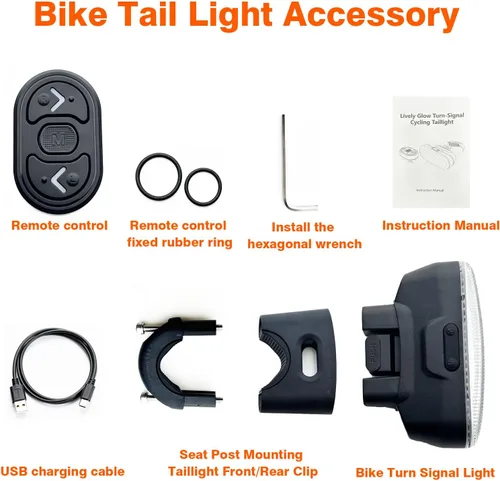 Vista 5 de Luces traseras inteligentes para bicicleta con luz de giro impermeable IP65 luz para bicicleta recargable USB ultra brillante advertencia