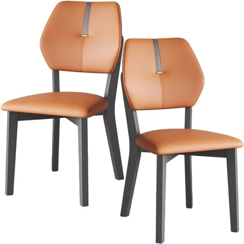 Vista 17 de YVYKFZD Solid Wood Dining Chairs Set, Leather Dining Room Chair, Armless Kitchen Chairs with Back, Upholstered Living Room Chair, for Bedroom Dark