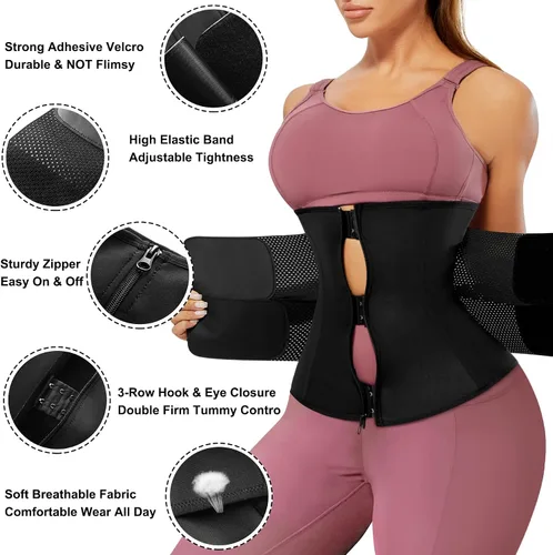 Vista 4 de CYDREAM Corsé de entrenamiento de cintura para mujer, faja de control de abdomen, faja de entrenamiento para el sudor, cinturón de apoyo