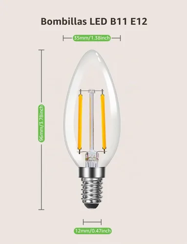 Vista 6 de Lepro Bombillas LED E12 regulables para candelabros, 2700 K blanco suave Blanco cálido regulable (Warm White-Dimmable)