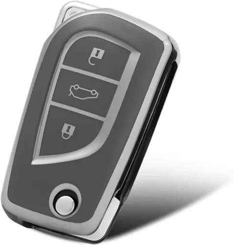Vista 19 de Compatible con funda para llavero Toyota con patrón dorado, TPU suave, protección de 360 grados, para llave inteligente Fortuner Tundra Camry RAV4