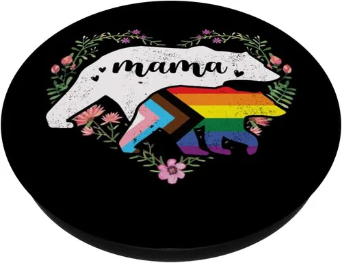 Vista 2 de LGBTQ Mama Bear Progress Pride Flag Gay Igualdad Derechos Rainbow PopSockets intercambiables PopGrip