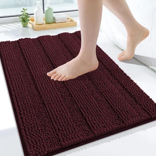 Vista 116 de Grandaily Alfombras de baño de felpilla a rayas de 24 x 16 pulgadas, extra gruesas y suaves, absorbentes, parte trasera de goma, alfombra de ducha