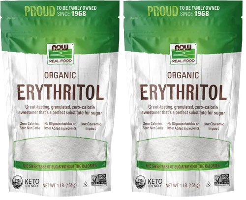 Vista 5 de NOW Foods, Eritritol orgánico, edulcorante agradable para recetas reducidas en calorías y sin azúcar, cero calorías, bajo impacto glucémico, 1 libra