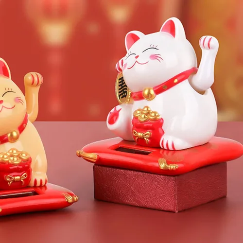 Vista 3 de Fortune - Lindo gato chino de la suerte, brazo agitado con energía solar, decoración de Feng Shui, buena suerte, riqueza, regalo para el hogar