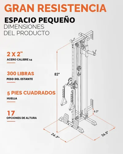 Vista 8 de Mikolo Wall Mount Cable Station, Cable Crossover Machine with Dual Pulley System and 18 Adjustable Positions for Home Gym Fitness Equipment