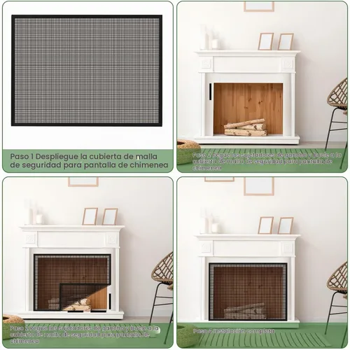 Vista 4 de Pantalla de Chimenea Malla Segura Puerta de Malla Pantalla a Prueba de Niños Barrera Protectora de Chimenea Existente Red Protectora Cubierta